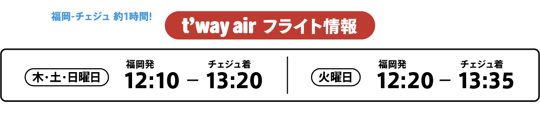 t'way air フライト情報