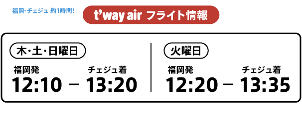 t'way air フライト情報