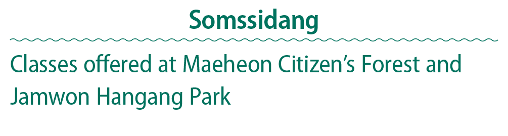 Somssidang Classes offered at Maeheon Citizen’s Forest and Jamwon Hangang Park